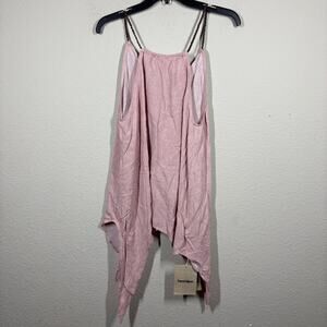 Hemi Blurr Size Medium Rose Pink Rayon Drawstring Handkerchief Hem Top